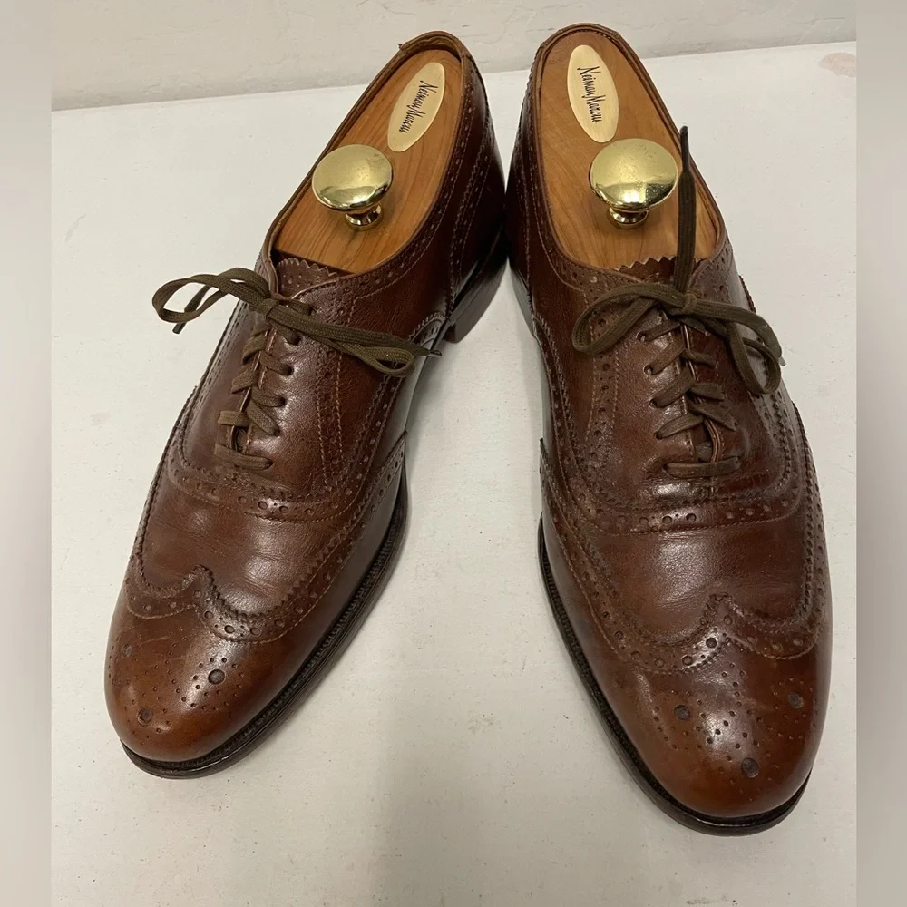 Cole Haan Made in England Vintage Hand Lasted Wingtip Oxfords in Brown UK 9